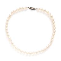 Mikimoto, Cultured Pearl Necklace and a Pair of Unsigned Cultured Pearl and Diamond Earrings