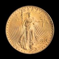A United States 1914-S St. Gaudens $20 Gold Coin