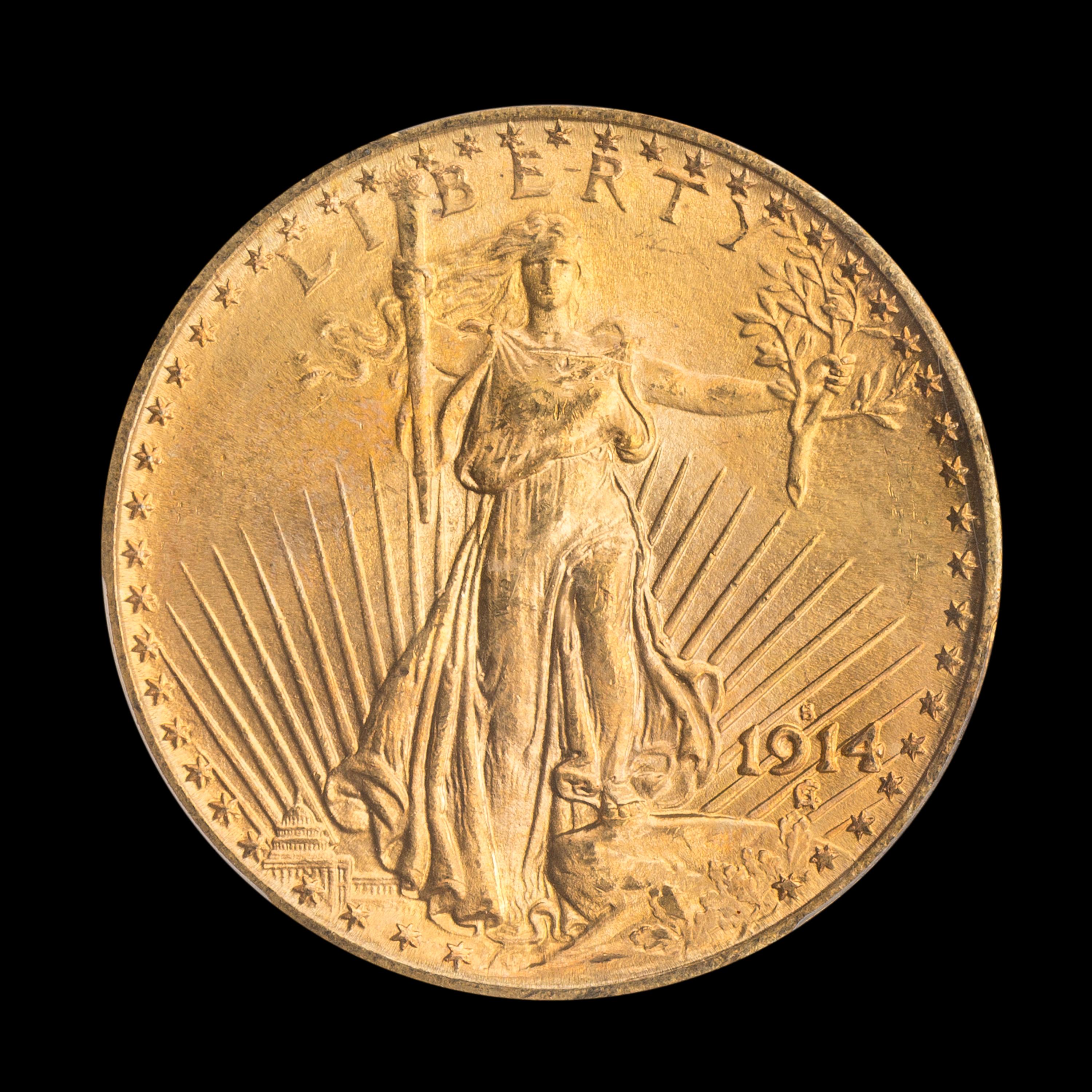 A United States 1914-S St. Gaudens $20 Gold Coin