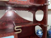 A Japanese lacquer display cabinet with cloisonné panels 日本漆器立柜及底座 Late Meiji period ????