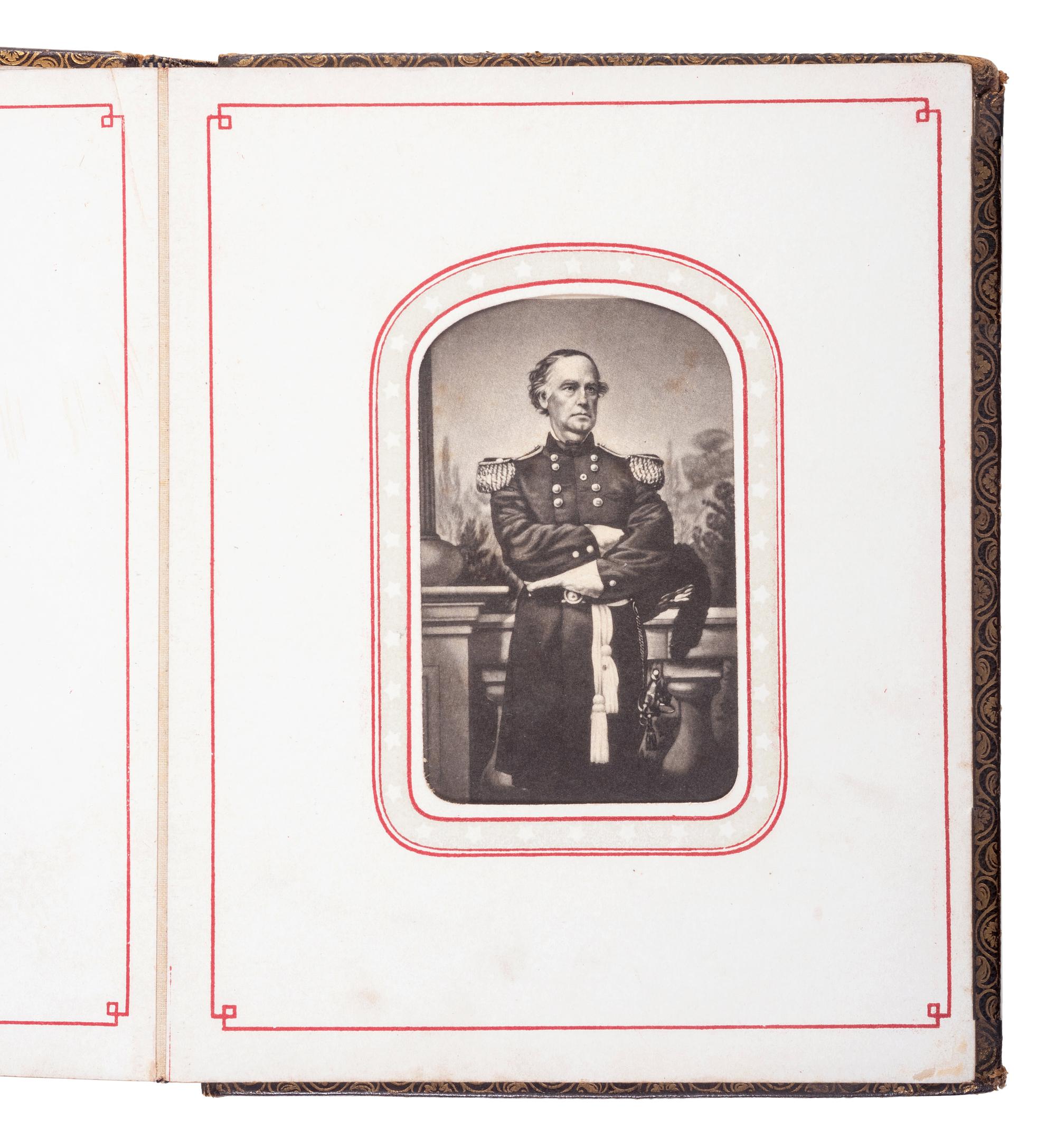 Patriotic album containing 24 engraved CDVs of Union generals. New York: Leavitt & Allen, 1862.