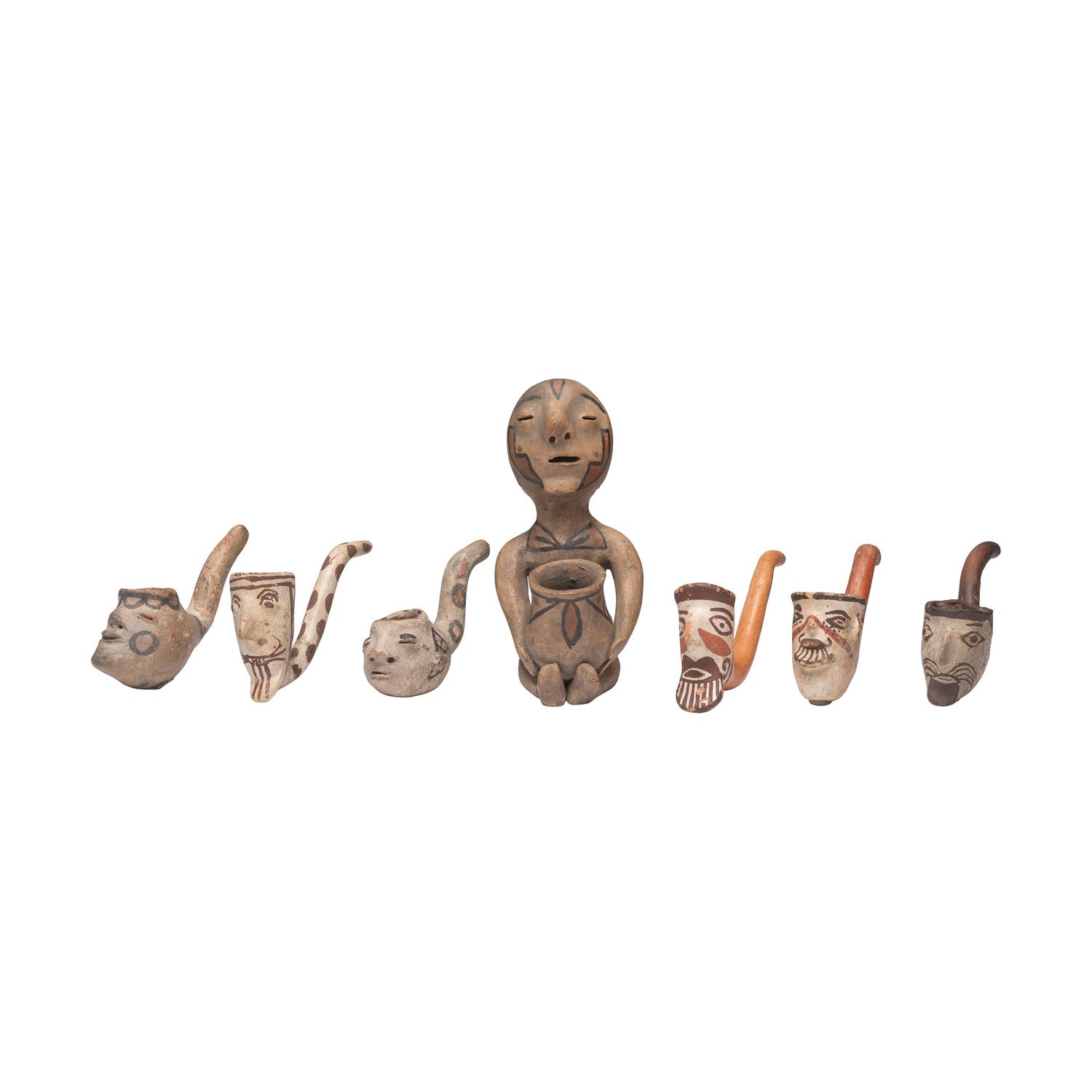 Tesuque Rain God and Puebloan Pottery Pipes