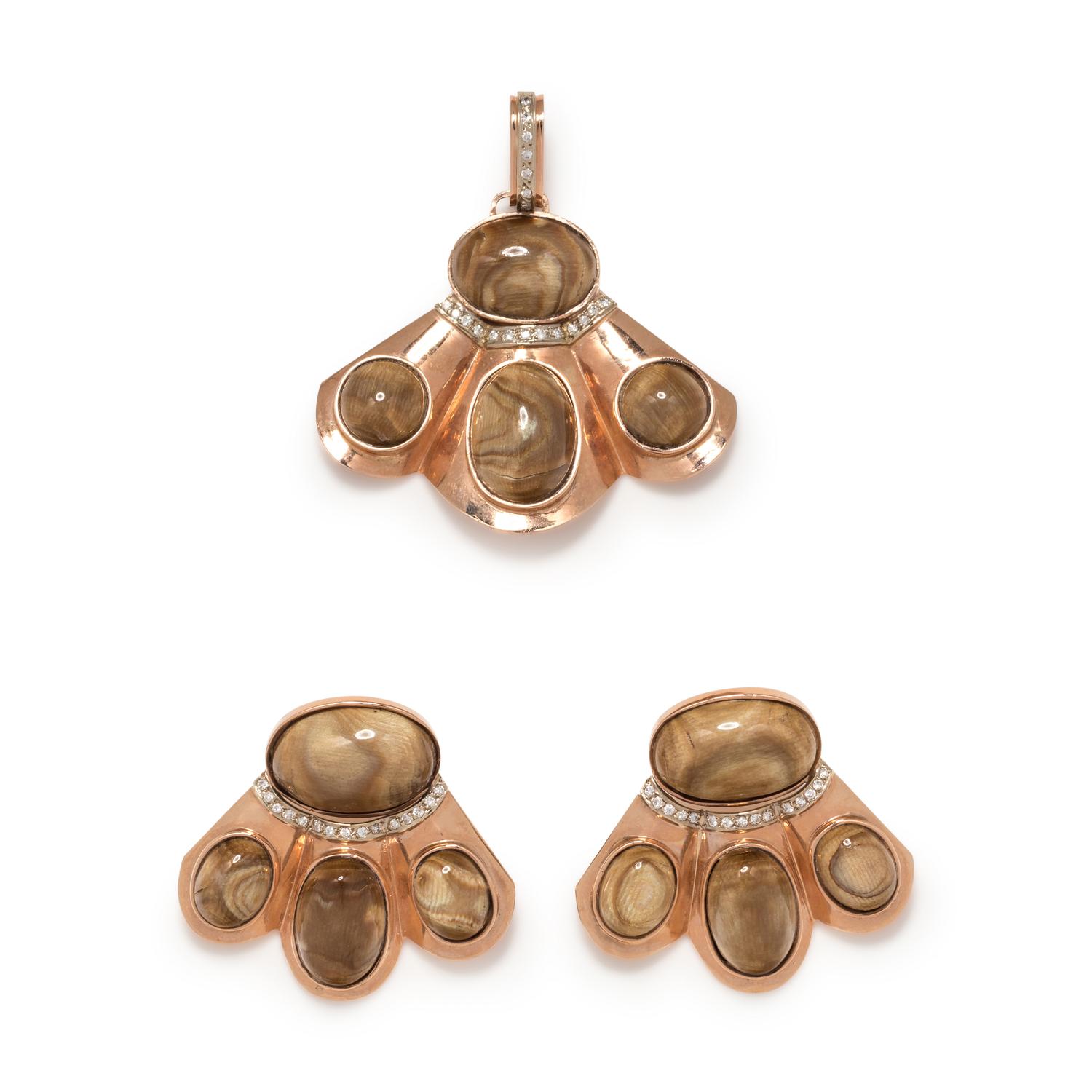 ORGANIC GEMSTONE AND DIAMOND SET