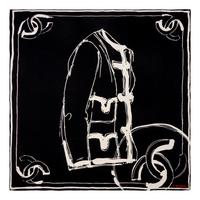 CHANEL, LARGE PRINTED SILK SCARF