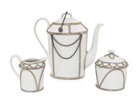 A Martine Goron Limoges Porcelain Three-Piece Tea Service