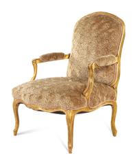A Louis XV Style Giltwood Fauteuil