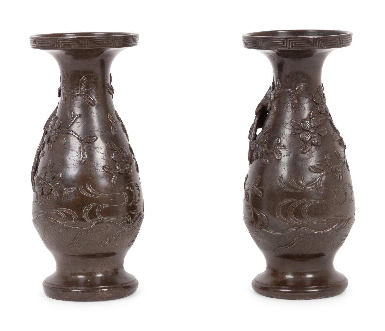 A Pair of Chinese Bronze Vases
