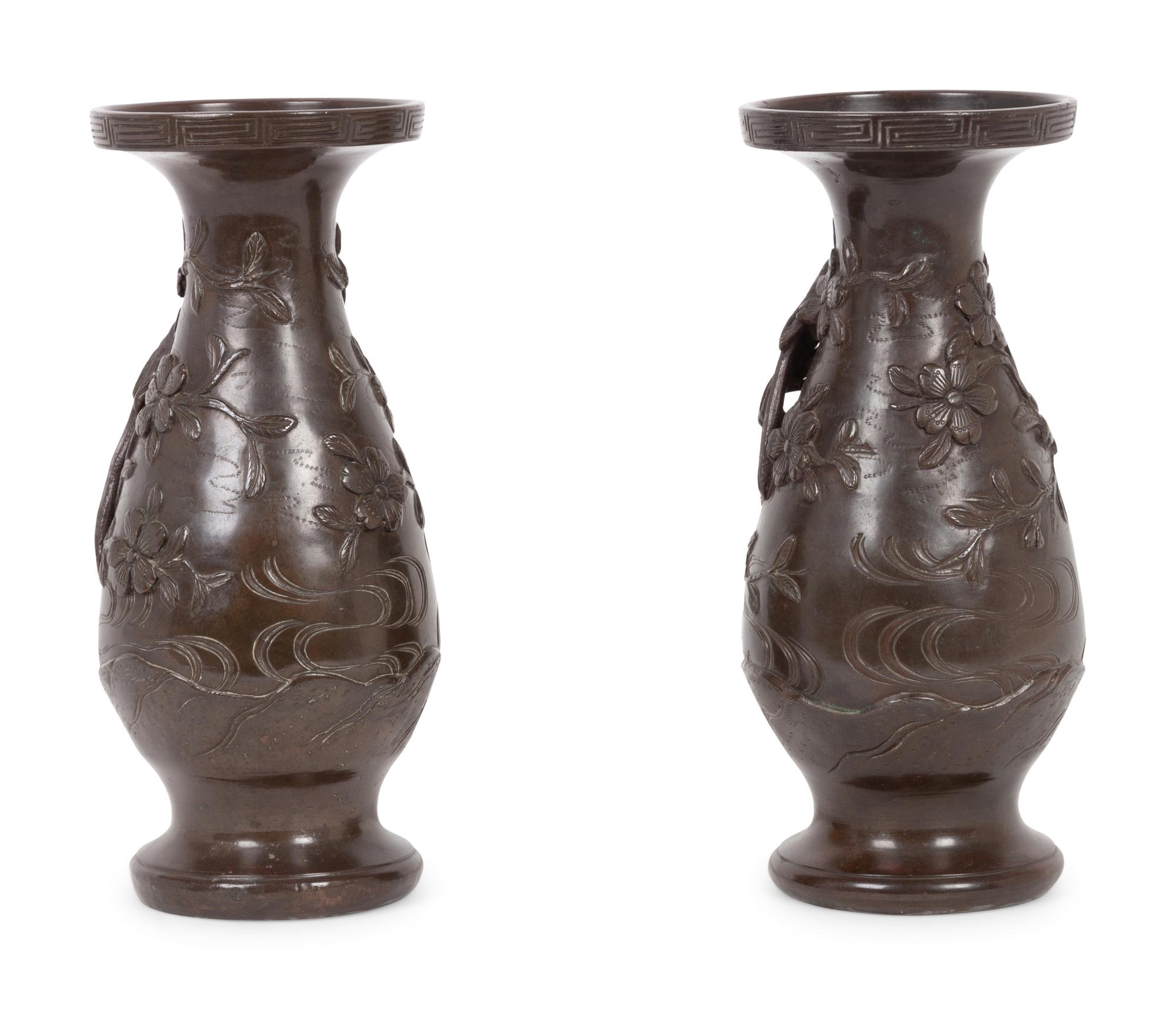 A Pair of Chinese Bronze Vases