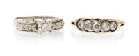 A Pair of 18 Karat Gold and Diamond Rings, 4.90 dwts.