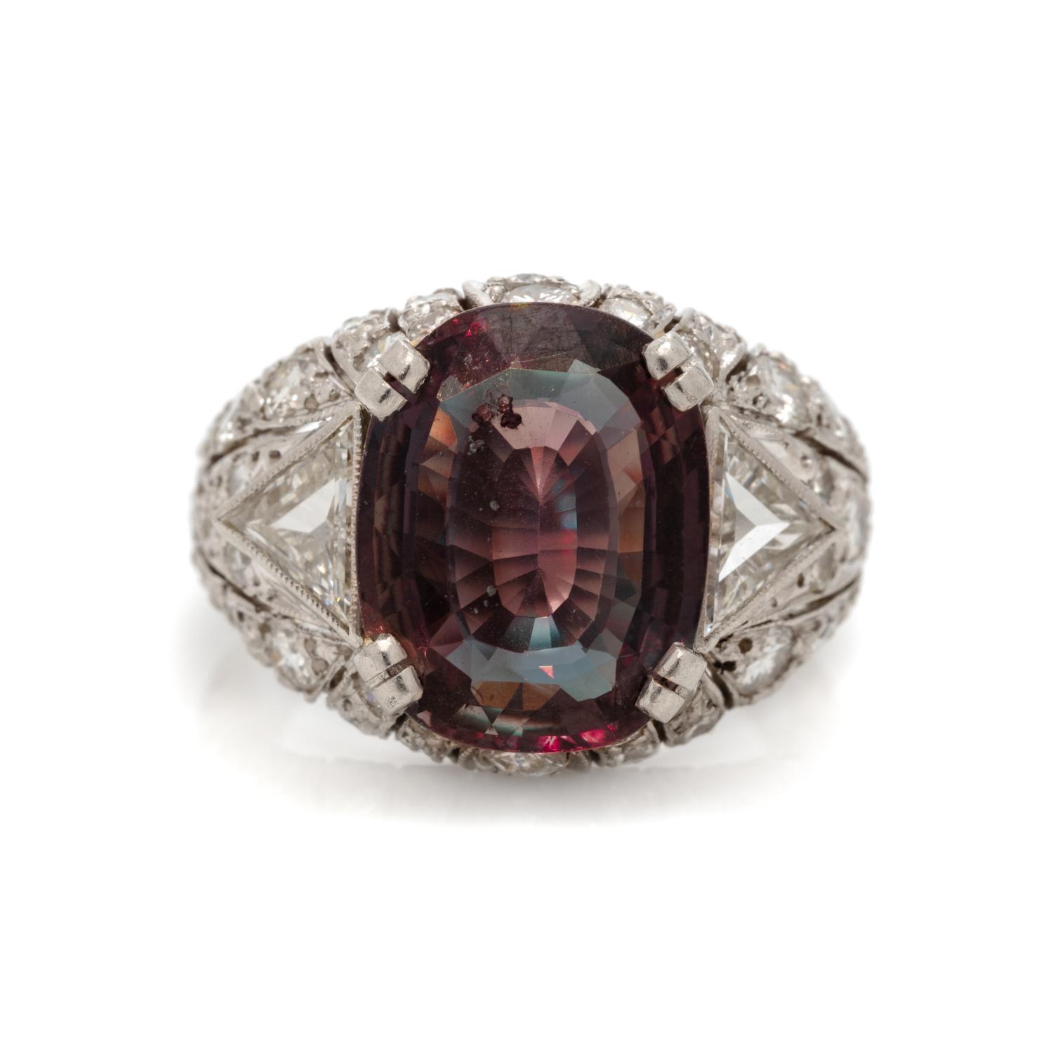 ALEXANDRITE AND DIAMOND RING
