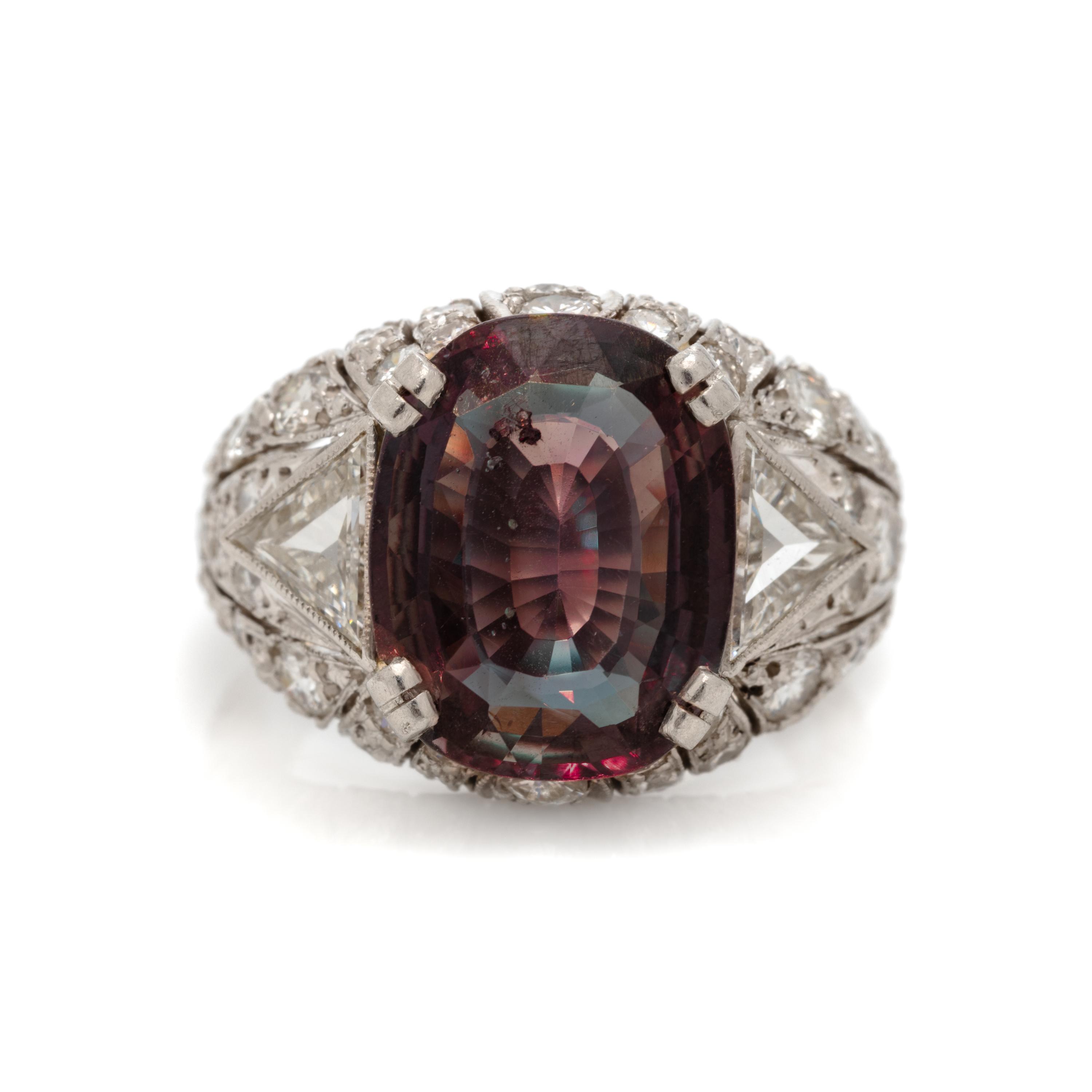 ALEXANDRITE AND DIAMOND RING