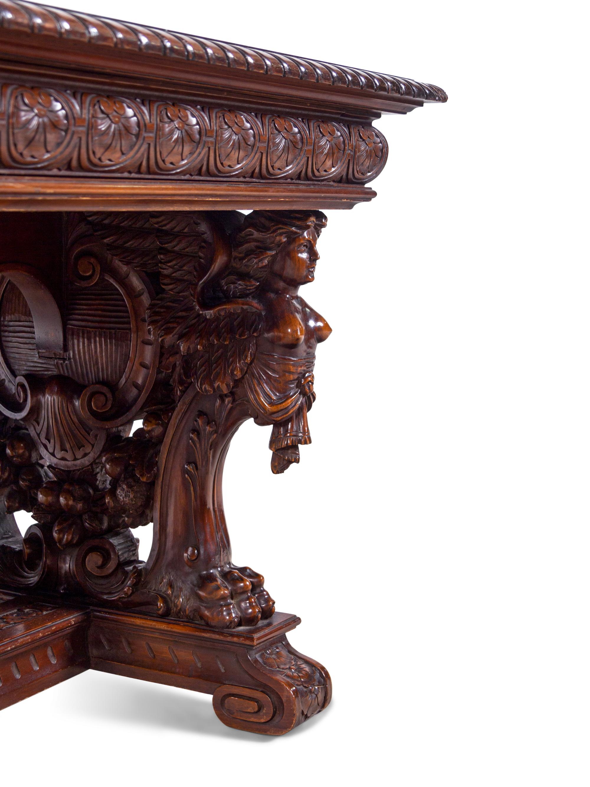 A Renaissance Revival Carved Walnut Refectory Table