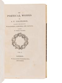 COLERIDGE, Samuel Taylor (1772-1834). The Poetical Works of S.T. Coleridge, Including the Dramas of Wallenstein, Remorse, and Zapolya. London: William Pickering, 1828.