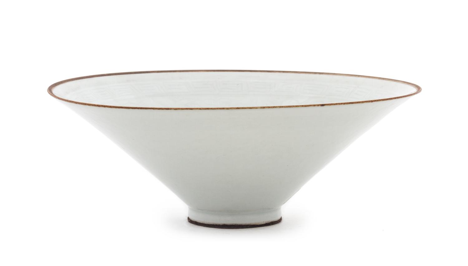 A Dingyao-Style White Glazed Porcelain Bowl Diameter 8 inches.