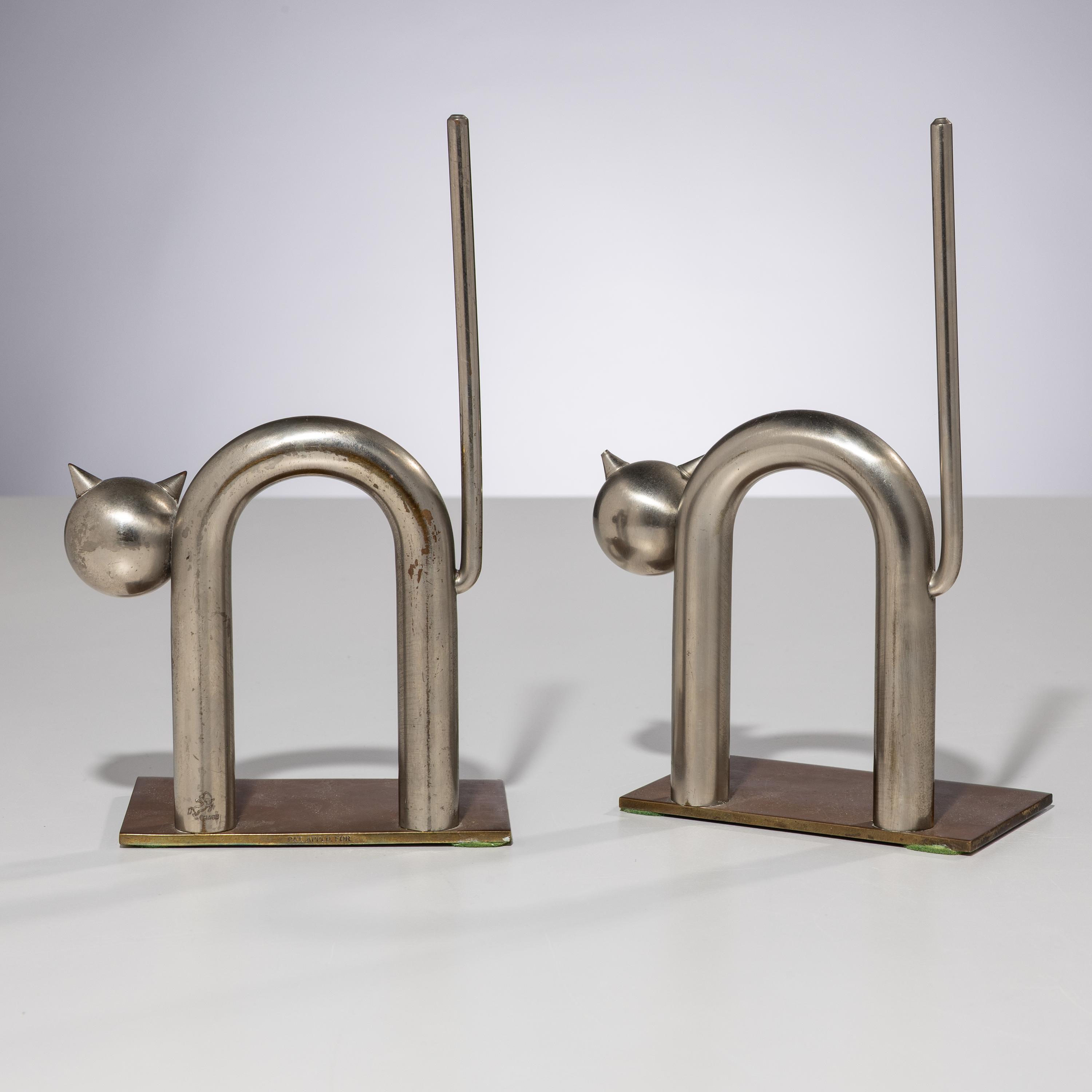 Walter Von Nessen (American, 1889–1943) — Cat Bookends, model 17042, c. 1930 for Chase Brass & Copper Co. New York