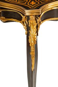 A Pair of Louis XV Style Gilt Bronze Mounted Marquetry Side Tables