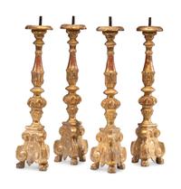Four Continental Giltwood Pricket Sticks