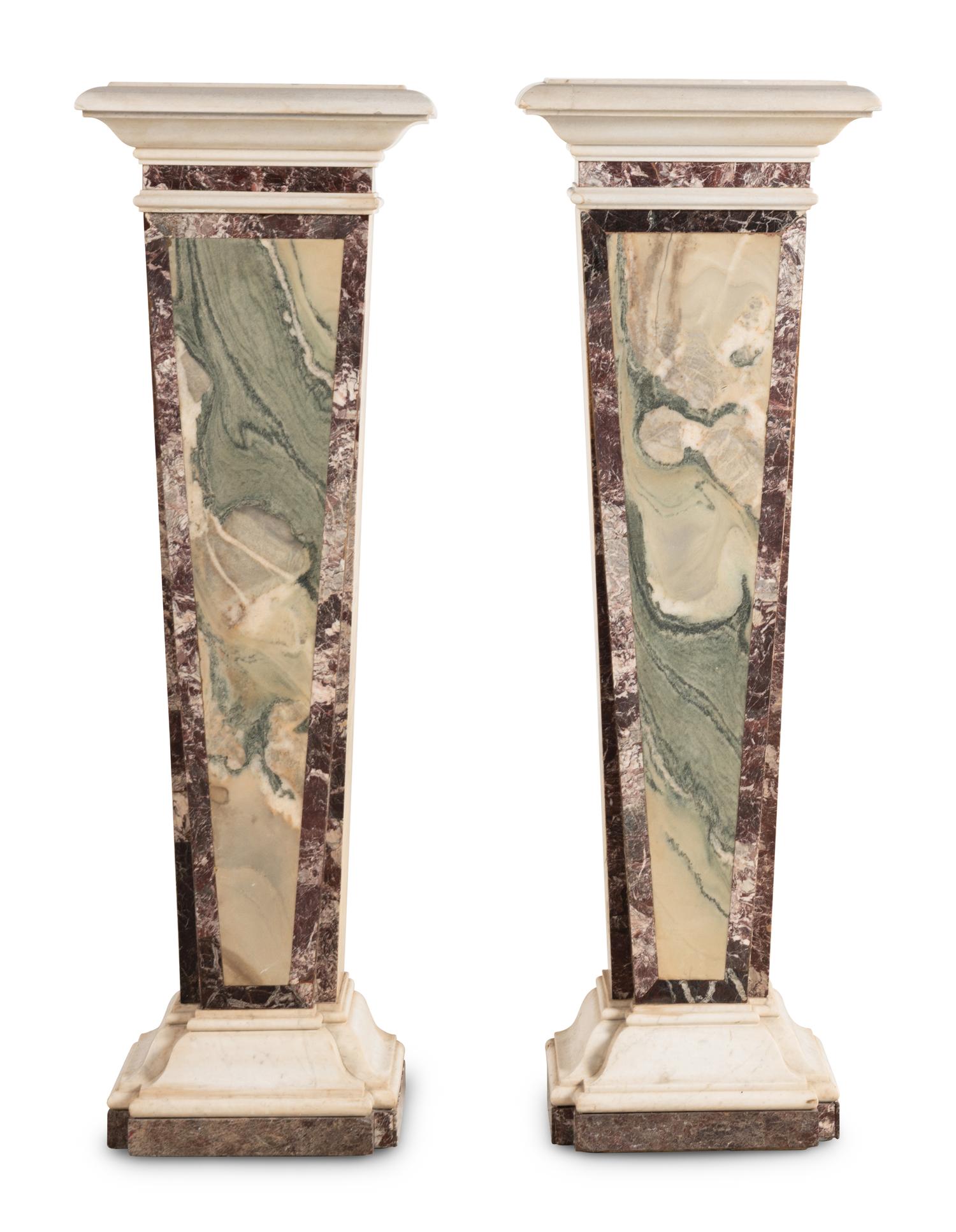 A Pair of Italian Specimen Marble Pedestals
