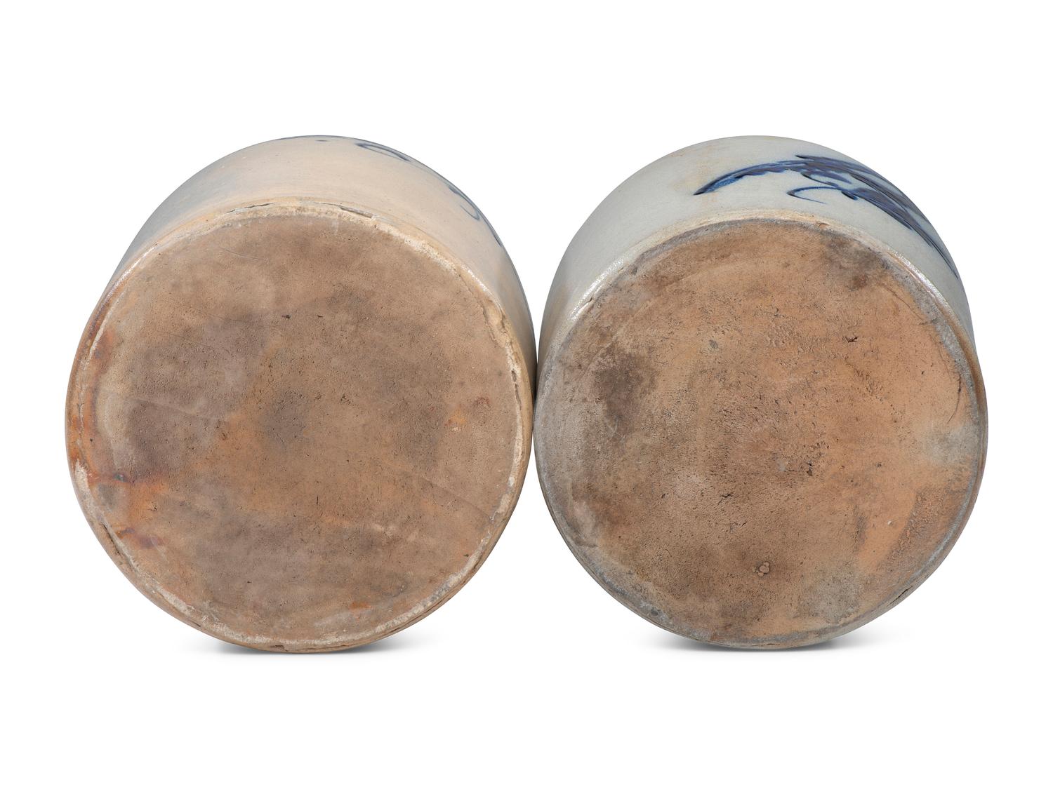Two Two-Gallon Cobalt-Decorated Stoneware Jugs