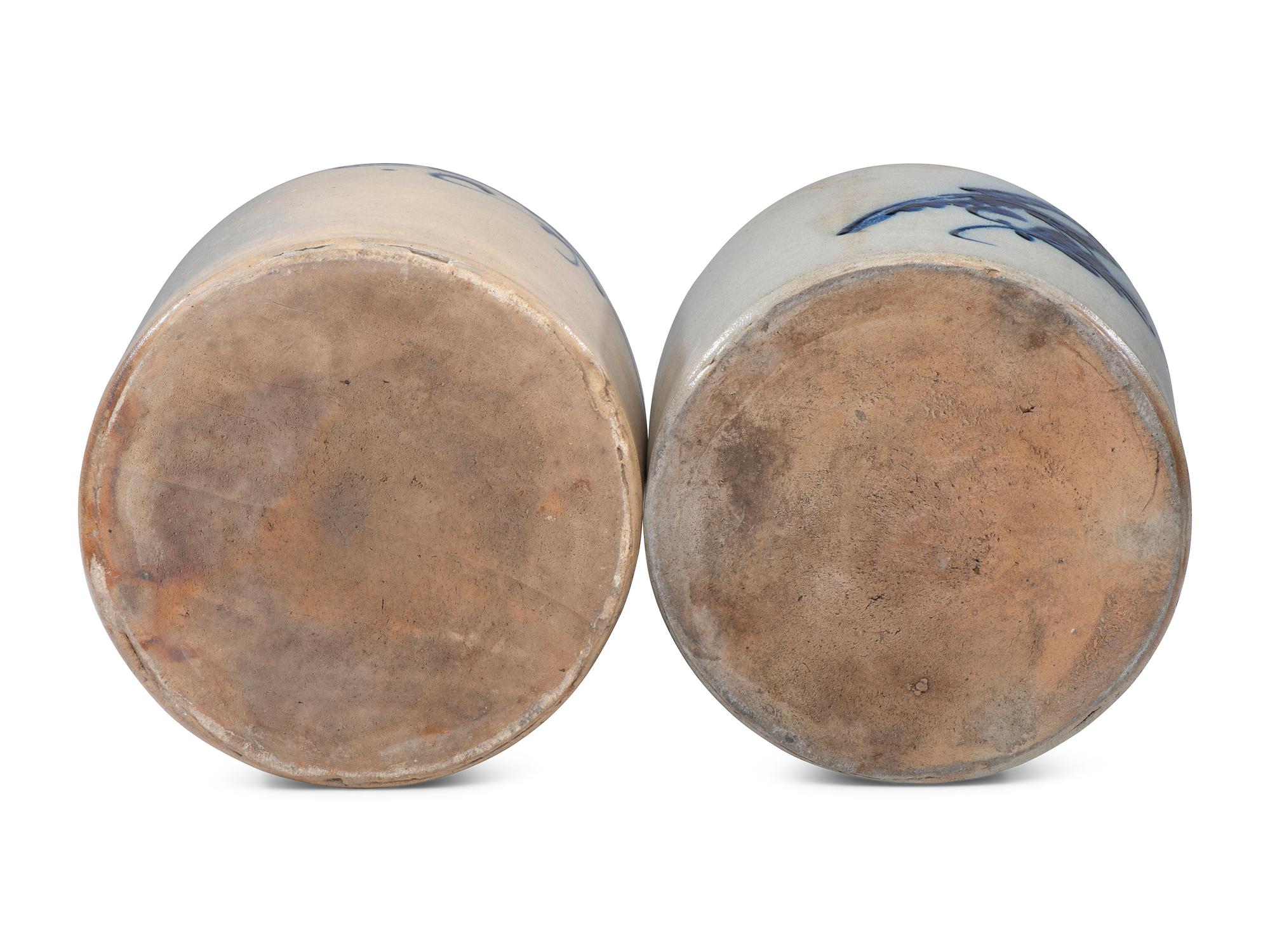 Two Two-Gallon Cobalt-Decorated Stoneware Jugs
