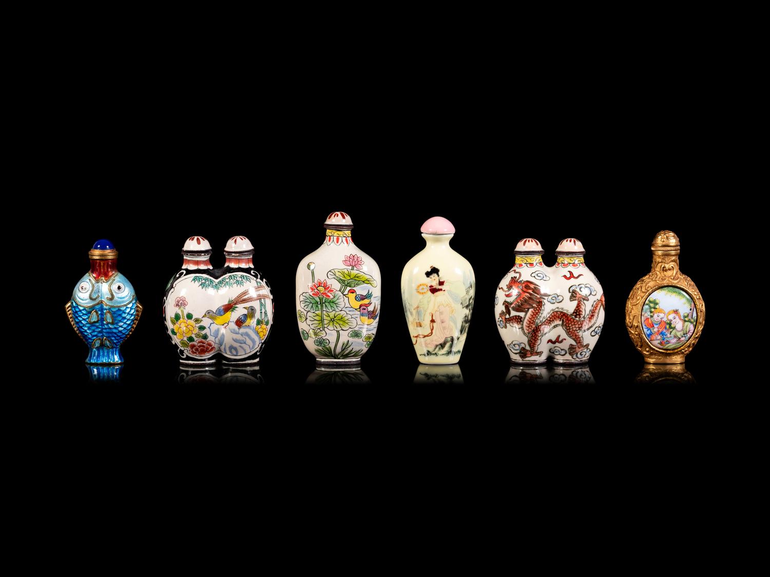 Six Chinese Metal and Metal Snuff Bottles