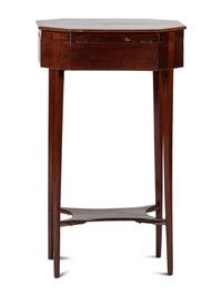 A Federal Shell Inlaid and Figured Mahogany Lady's Octagonal Top Work Table