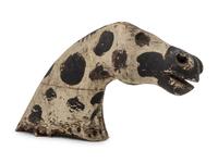A Paint Decorated Horse Head Finial with Glass Eyes