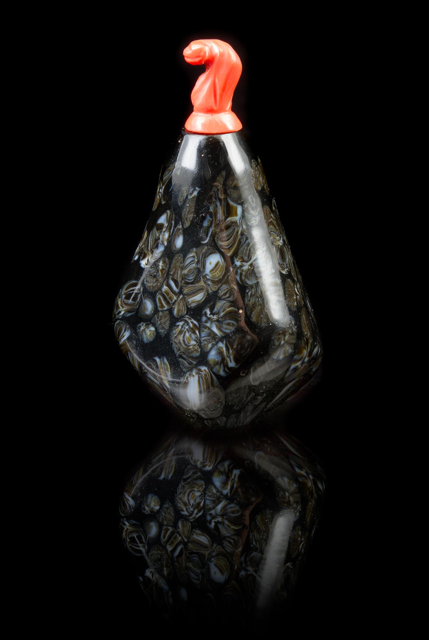 A Chinese Black Glass Snuff Bottle 19TH CENTURY Height 2 3/4 inches. — 19TH CENTURY