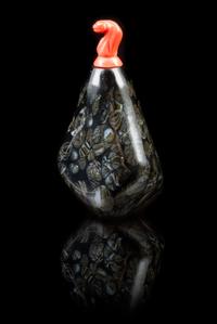 A Chinese Black Glass Snuff Bottle 19TH CENTURY Height 2 3/4 inches. — 19TH CENTURY