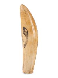 A Scrimshaw Tooth with Depiction of Female Pirate Fanny Campbell and a Patriotic Device