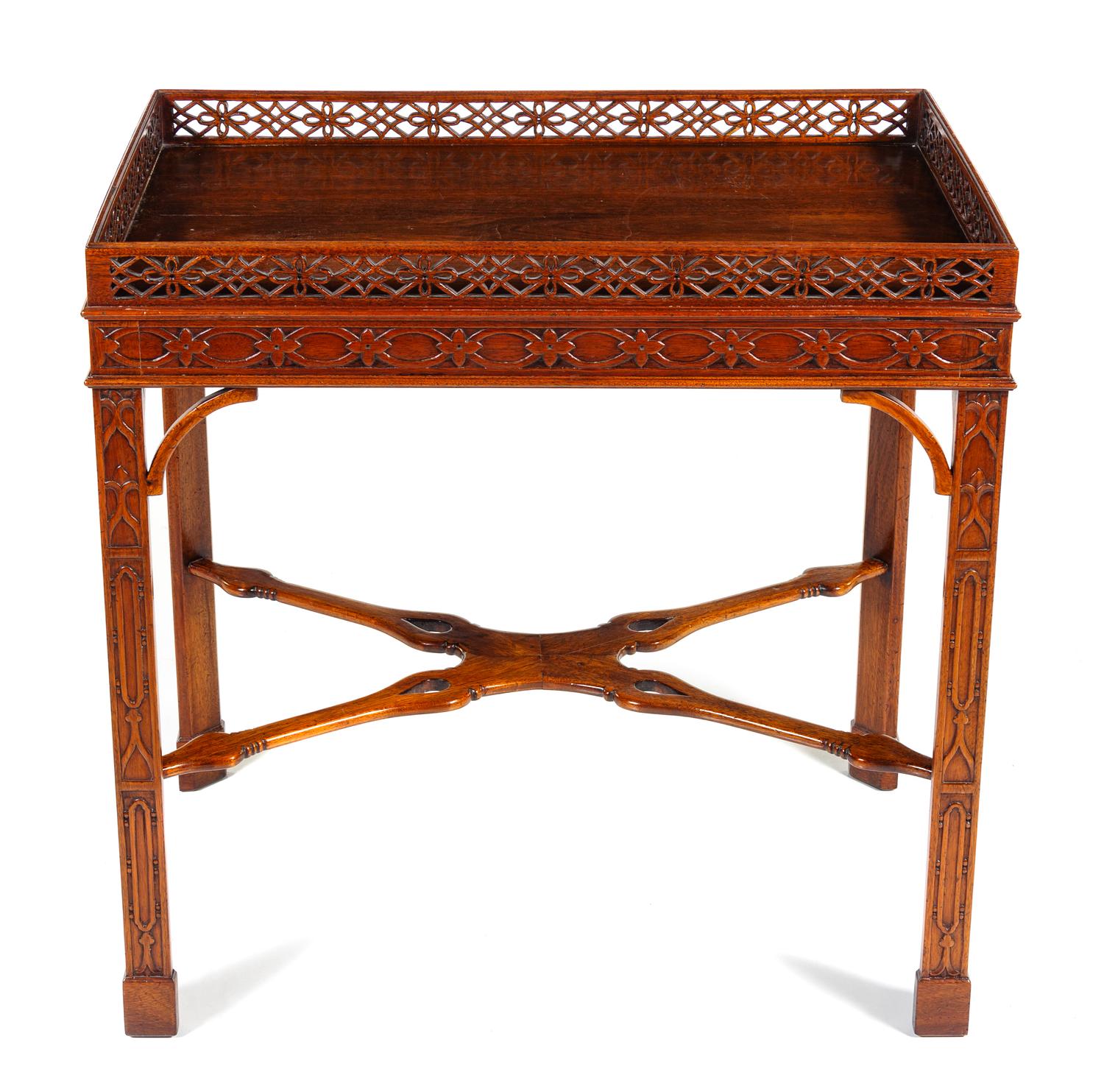 A George III Style Mahogany Silver Table Height 30 1/8 x width 30 3/8 x depth 19 7/8 inches. — 20TH CENTURY