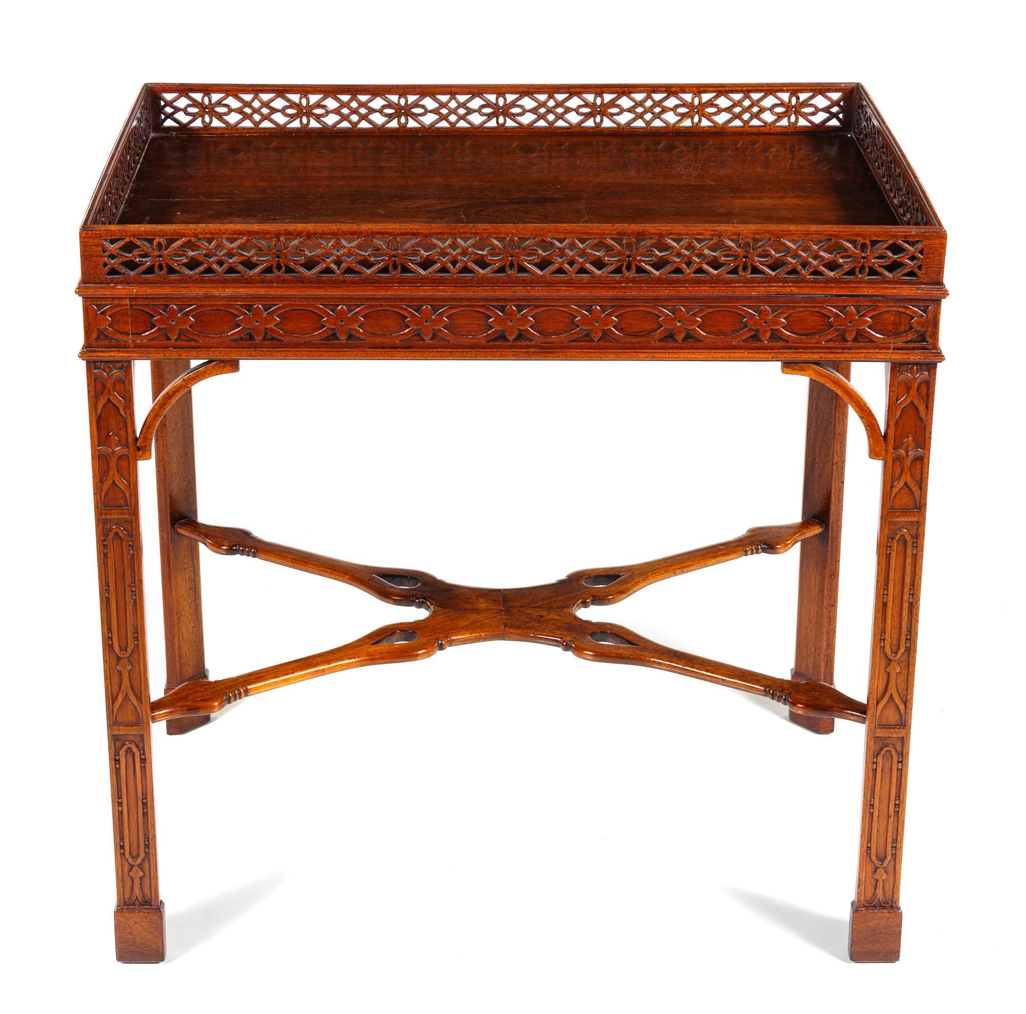 A George III Style Mahogany Silver Table Height 30 1/8 x width 30 3/8 x depth 19 7/8 inches. — 20TH CENTURY