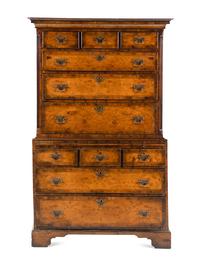 A George III Burl Walnut Chest-on-Chest