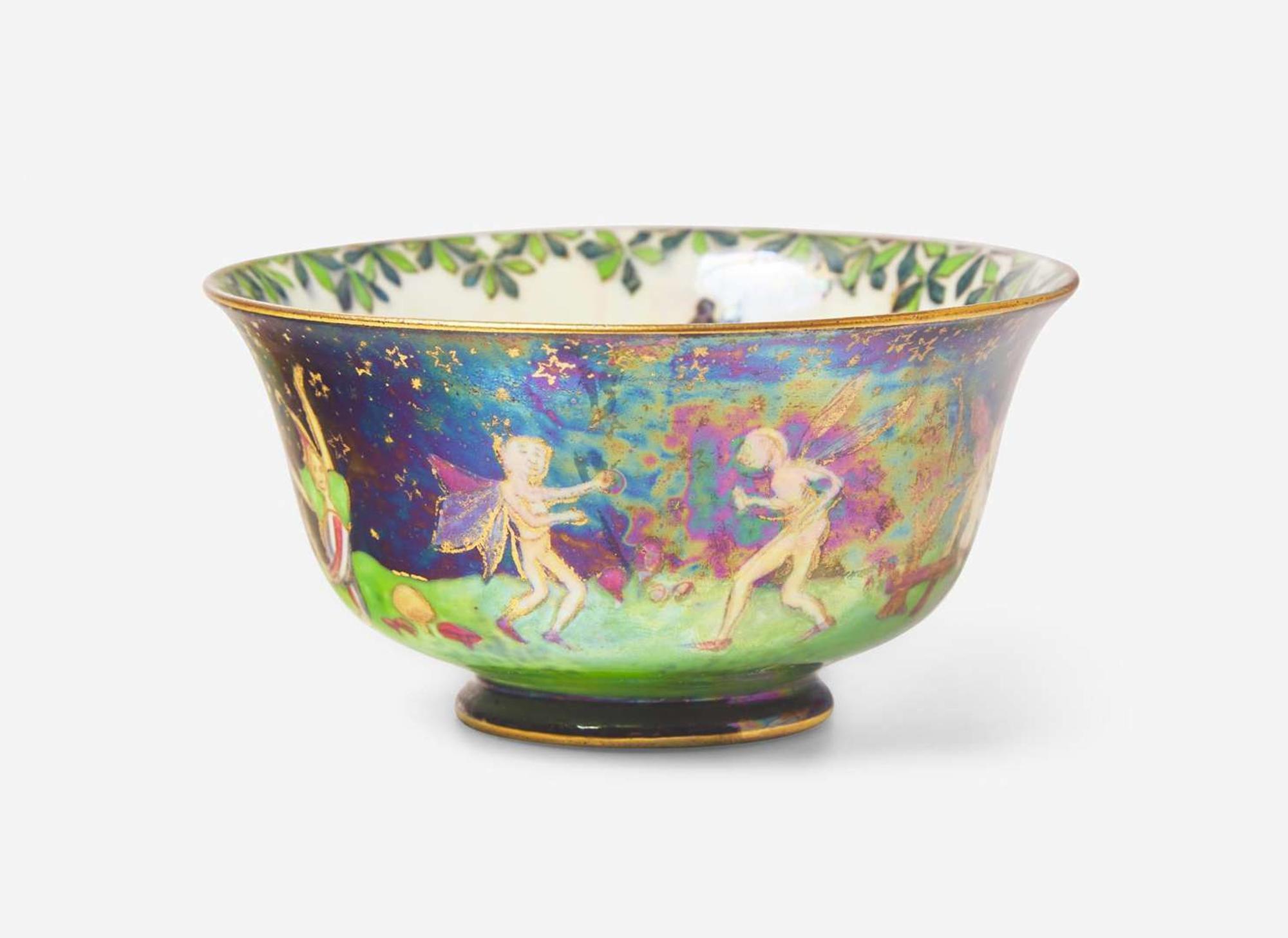 A Small Wedgwood Black Fairyland Lustre "Butterfly Woman" Bowl, UK, 1920s