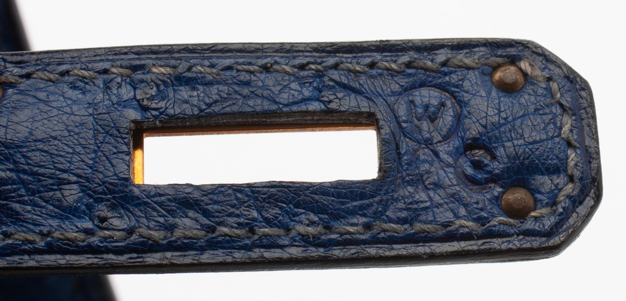 Hermès Navy Ostrich Kelly Bag, 1993