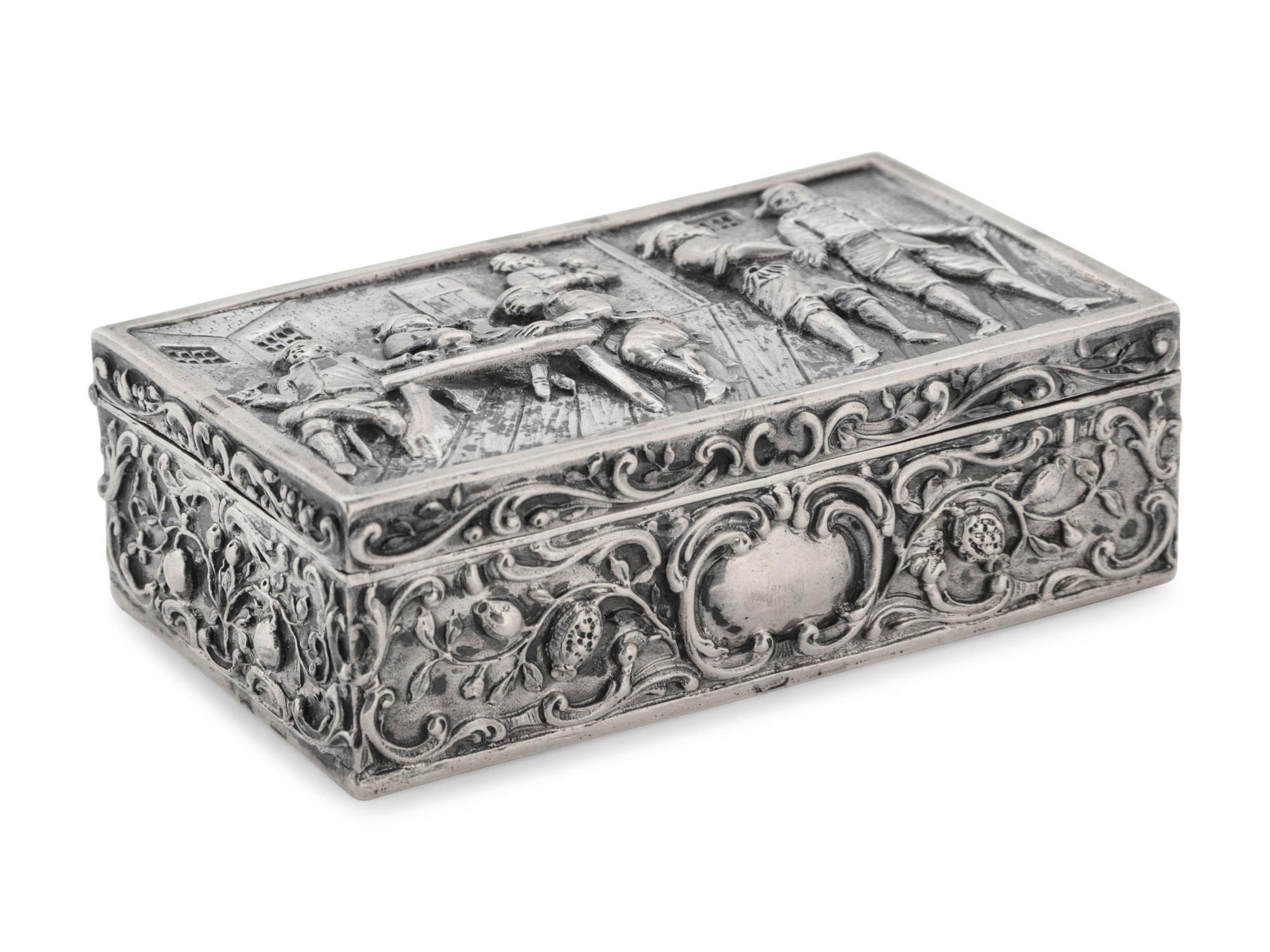 A Continental Silver Table Casket