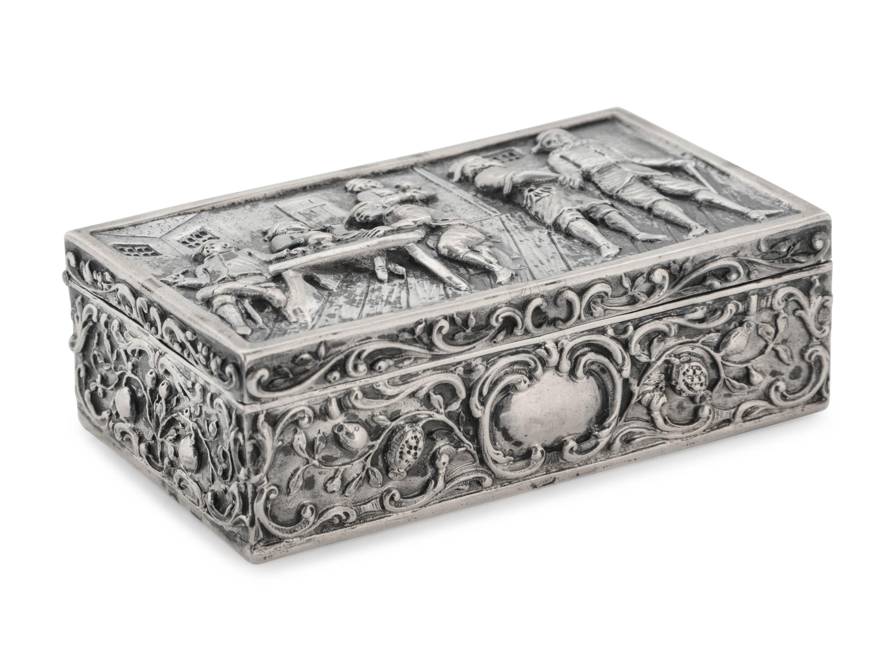 A Continental Silver Table Casket