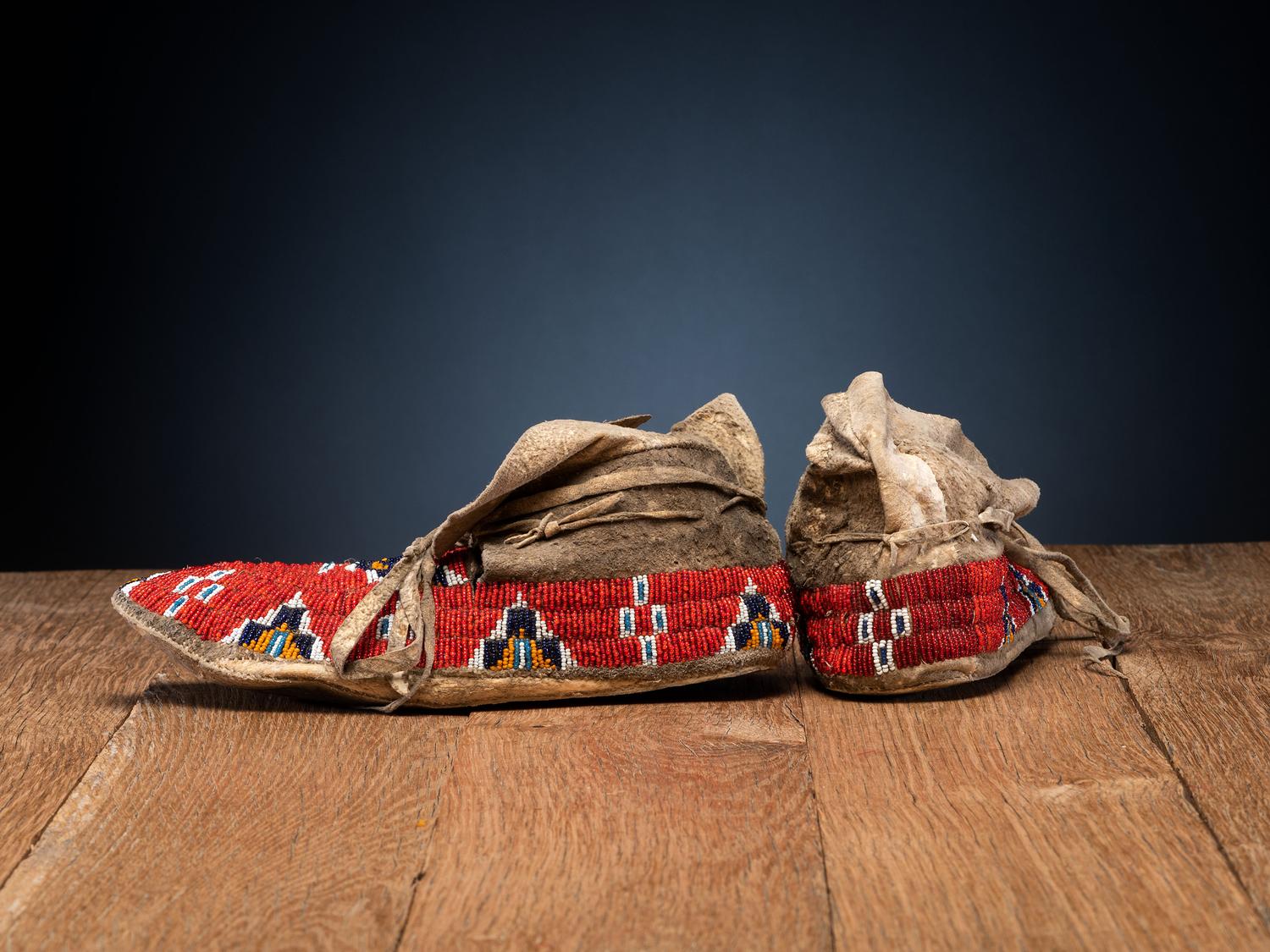 Sioux Beaded Hide Moccasins