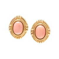 YELLOW GOLD AND ANGEL SKIN CORAL EARCLIPS