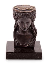 A French Bronze Figural Inkwell