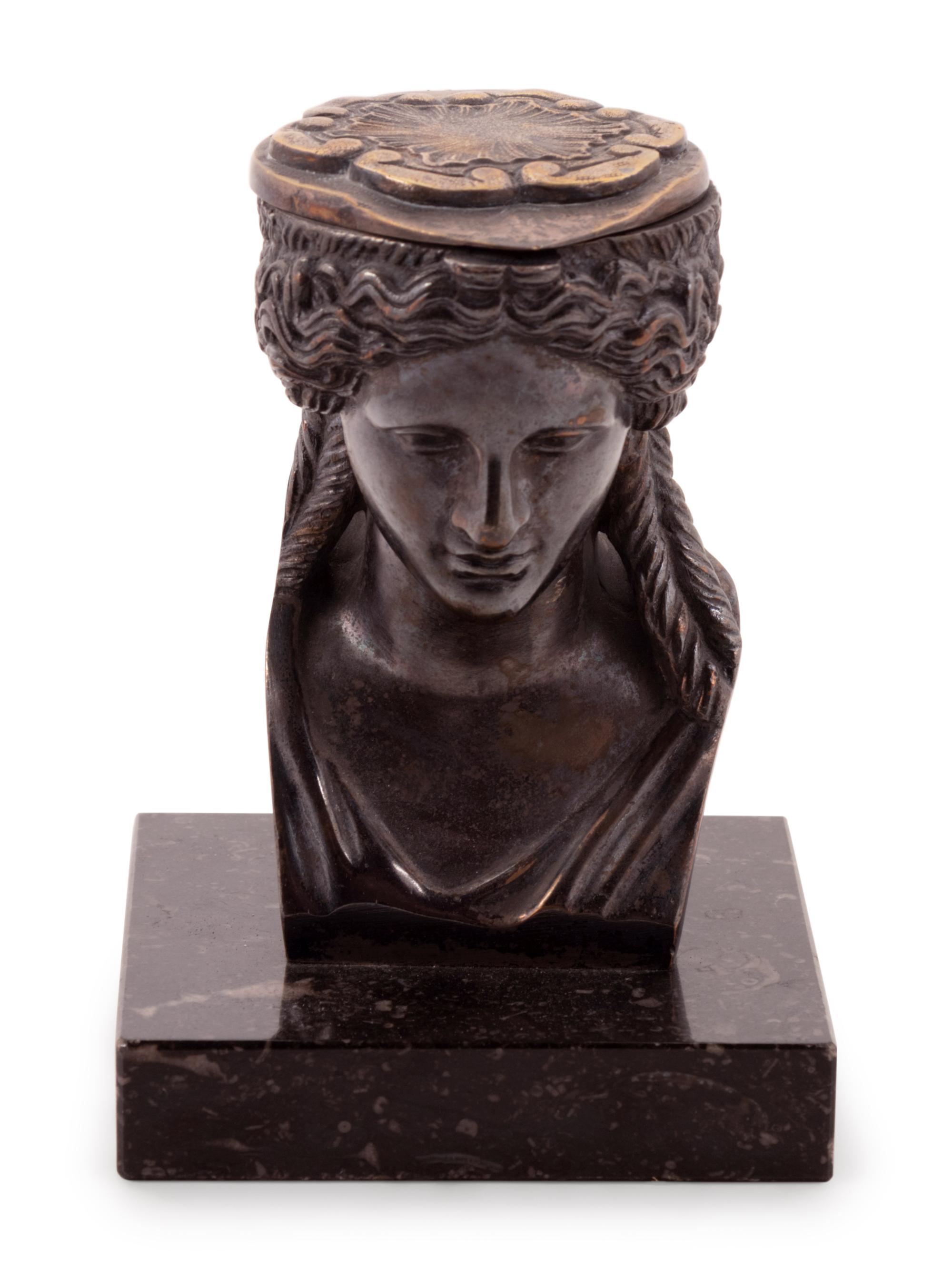 A French Bronze Figural Inkwell