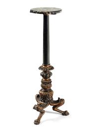 A Painted Iron and Marble Pedestal Table