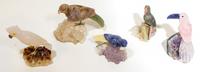 A Group of Five Carved Stone Birds. Height of tallest overall 4 1/2 inches.