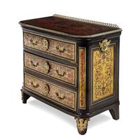 A Louis XIV Gilt Bronze Mounted Tortoise Shell and Brass Marquetry Commode in the Manner of André-Charles Boulle
