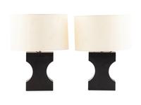 A Pair of Contemporary Black Slate Table Lamps