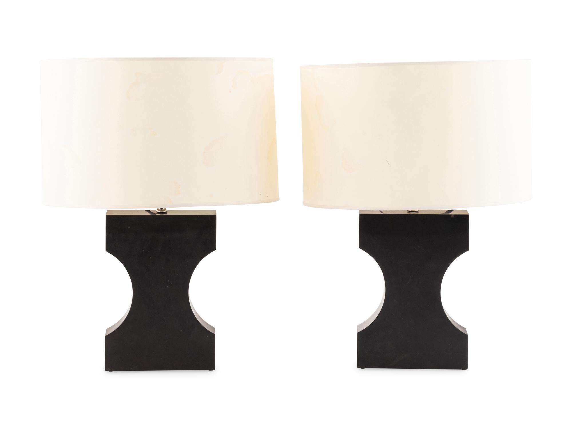 A Pair of Contemporary Black Slate Table Lamps