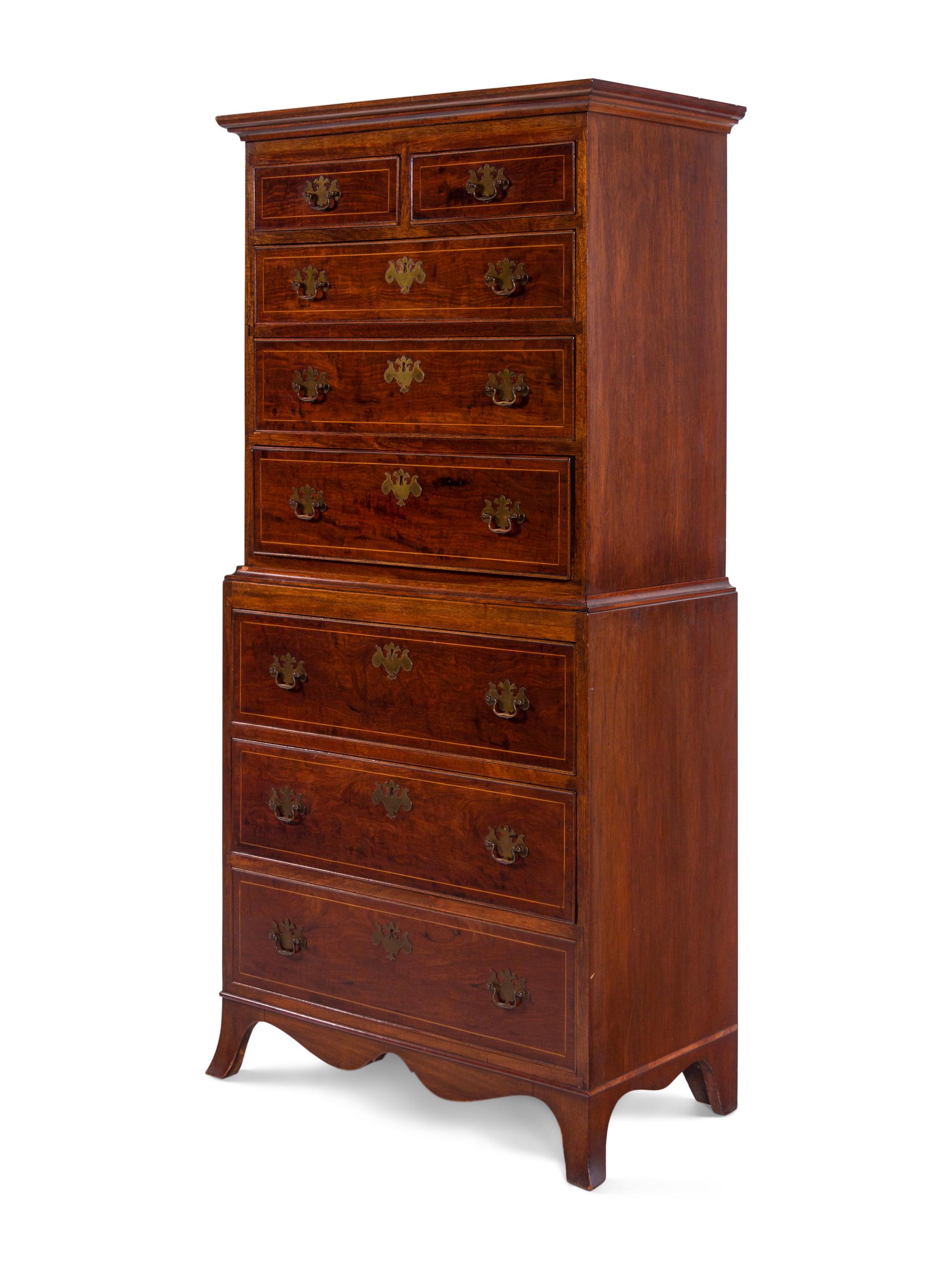 A Federal Style Inlaid Mahogany Chest-on-Chest