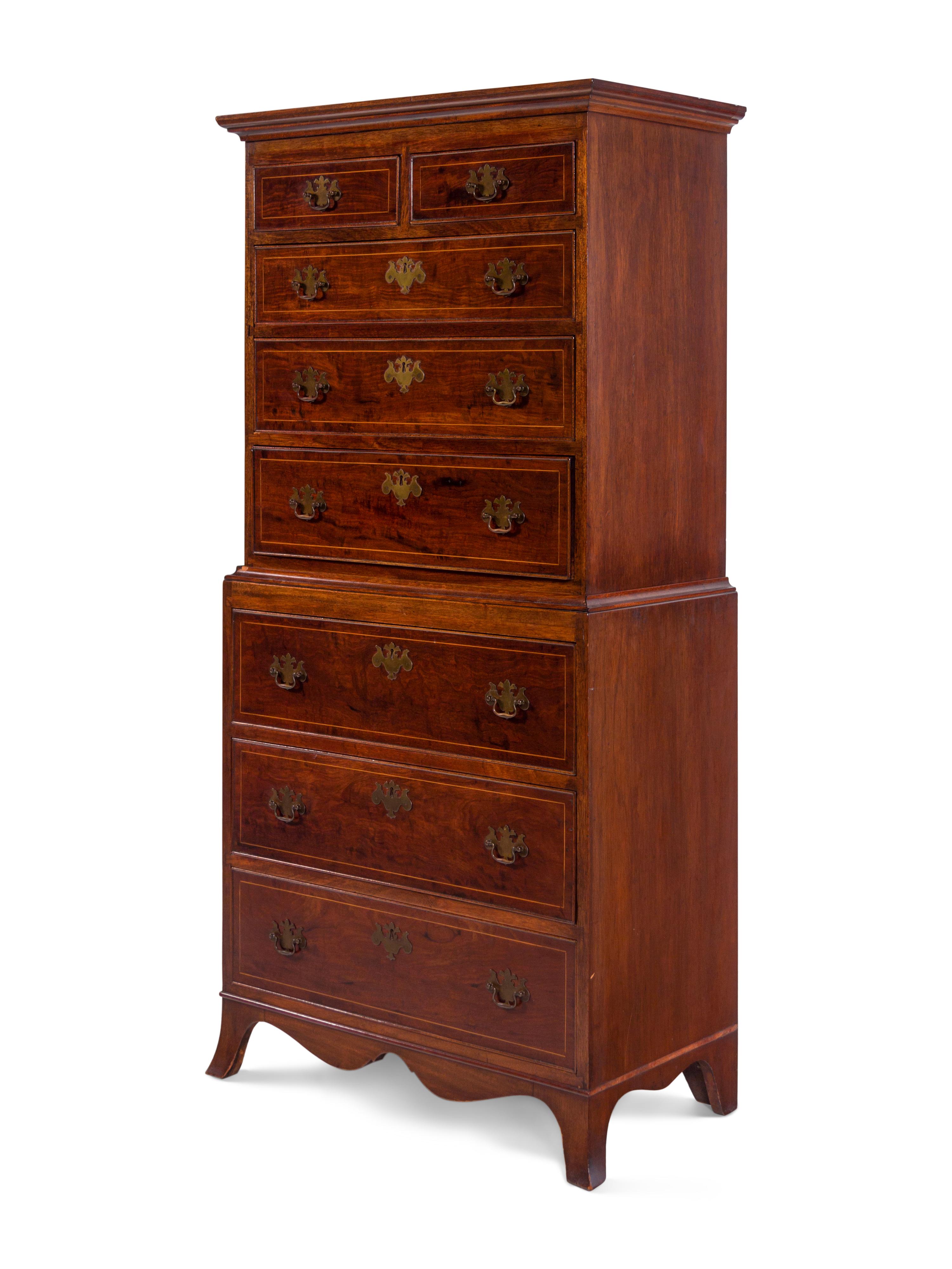 A Federal Style Inlaid Mahogany Chest-on-Chest