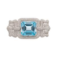 BLUE TOPAZ AND DIAMOND BROOCH