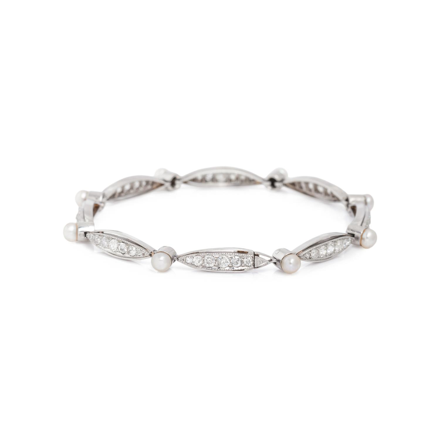 ANTIQUE, DIAMOND AND PEARL BRACELET